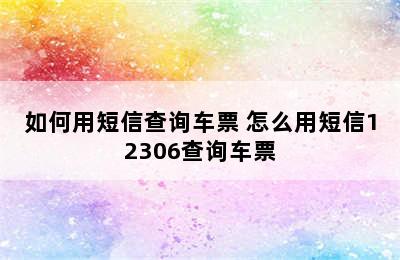 如何用短信查询车票 怎么用短信12306查询车票